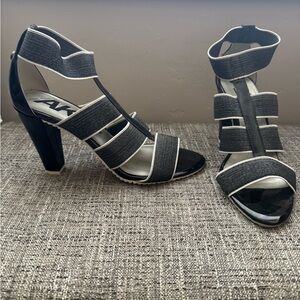 Anne Klein Sport Black and White Heeled Sandals
